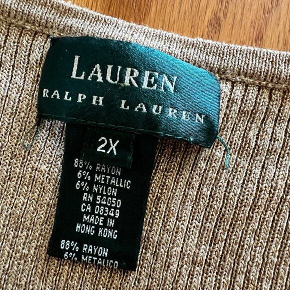 Ralph Lauren scoop neck, gold shimmer ribbed sleeveless, women's size XL - Picture 1 of 5